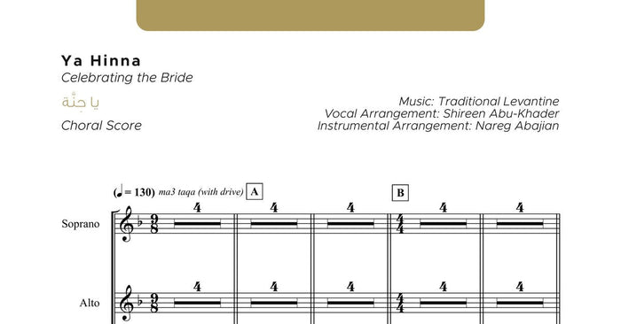 Arabic sheet music for Ya Hinna choral score by Dozan World