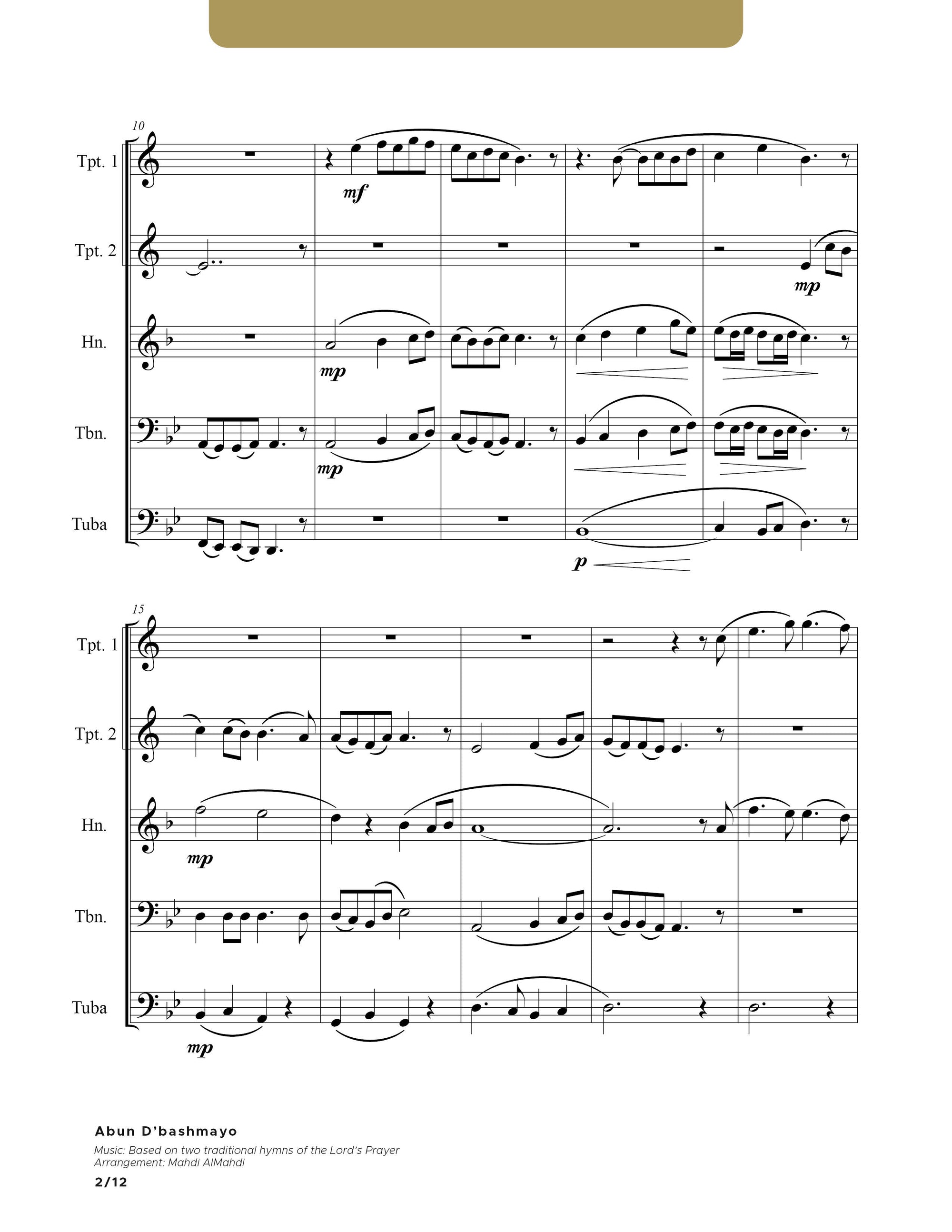 Abun D’bashmayo - Brass Quintet