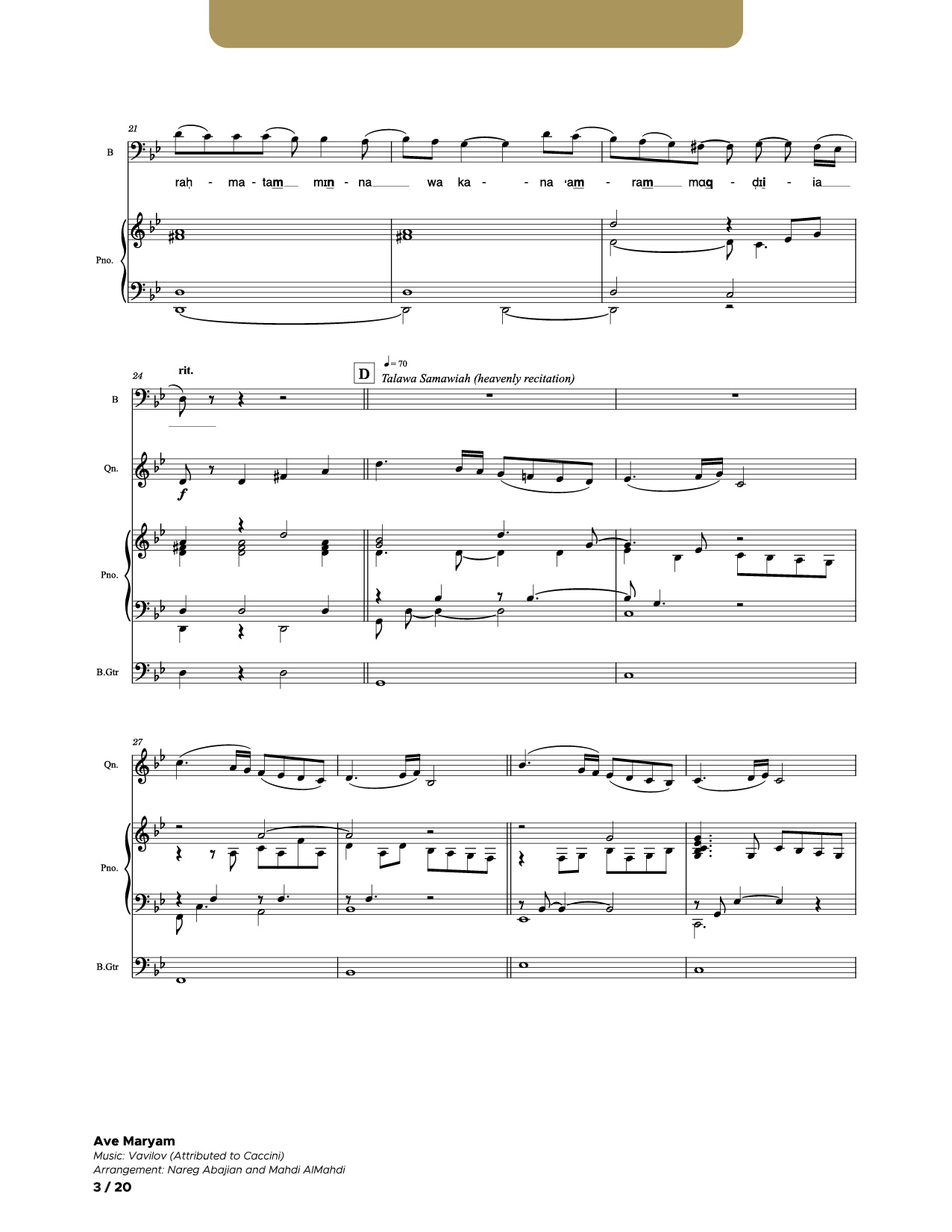 Ave Maryam_SAB and Instruments (Conductor Score)