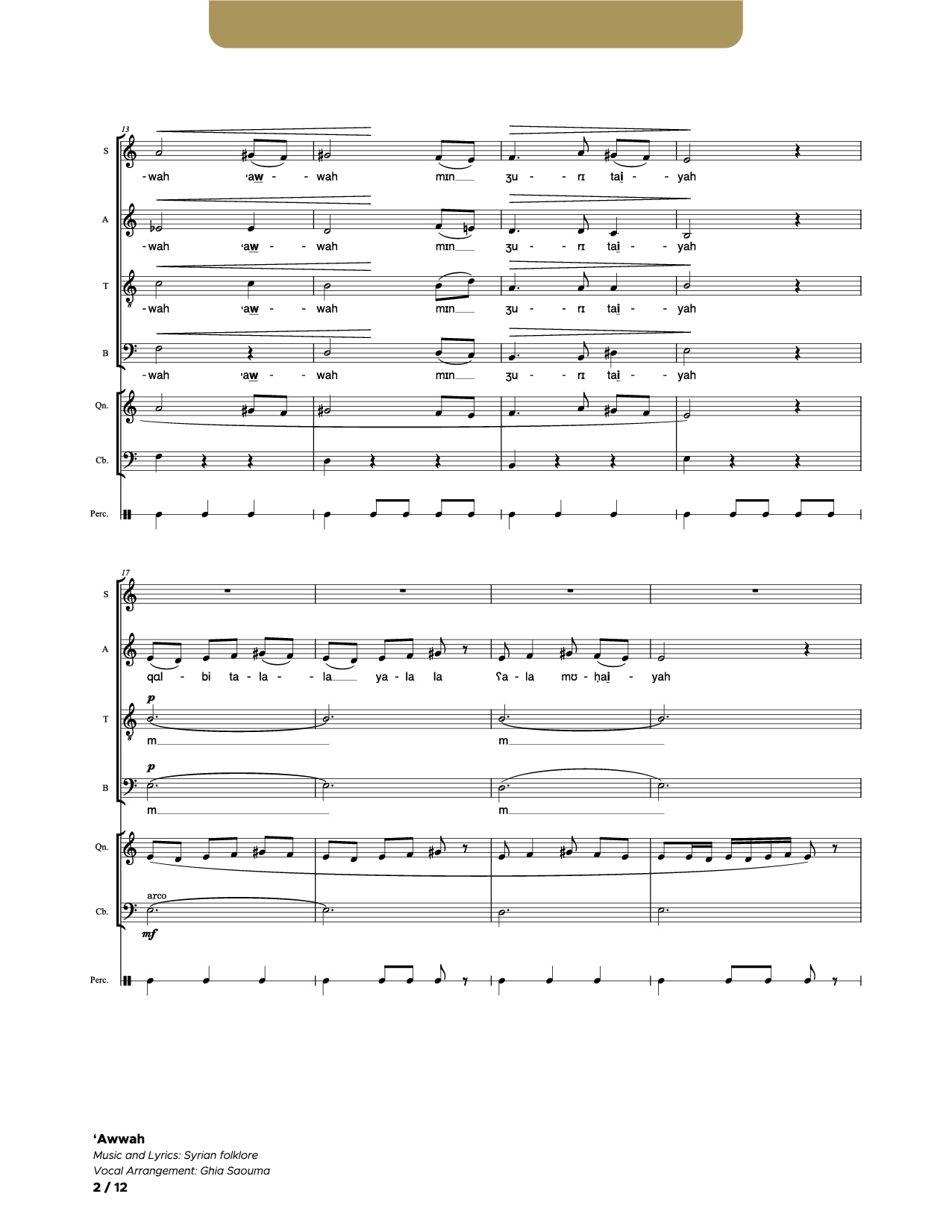 Awwah_SATB_Qanun_Contrabass_Percussion (Conductor Score)