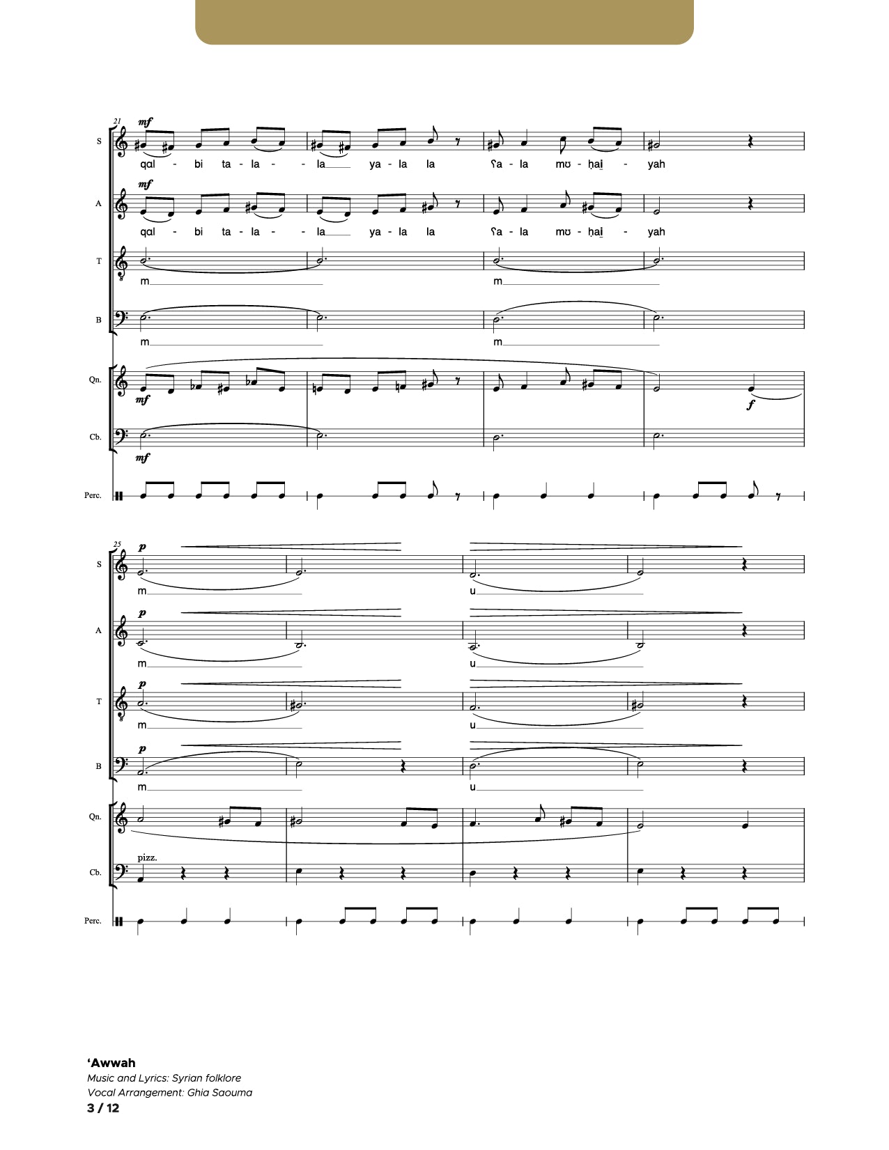 Awwah_SATB_Qanun_Contrabass_Percussion (Conductor Score)