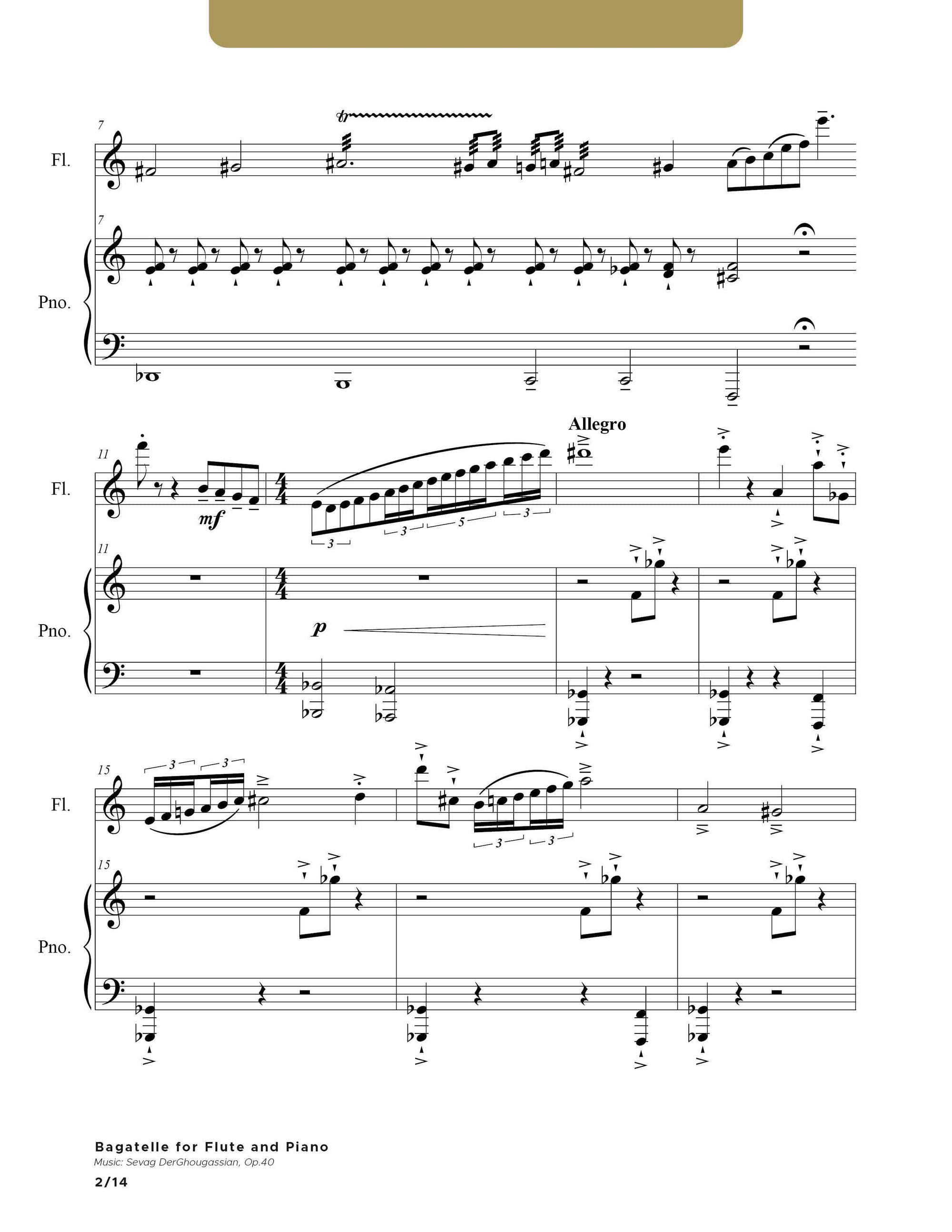 Bagatelle for Flute and Piano by Sevag Derghougassian