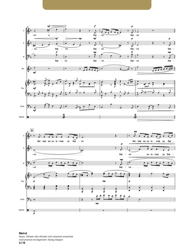 Beirut_SAB _Qanun_Piano_Bass Guitar_Djembe (Conductor Score)