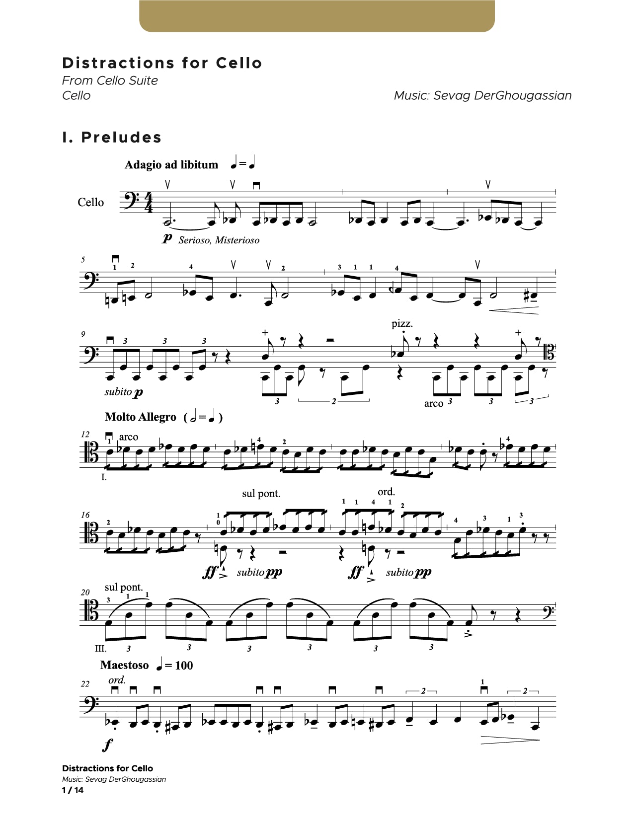Distractions for Cello