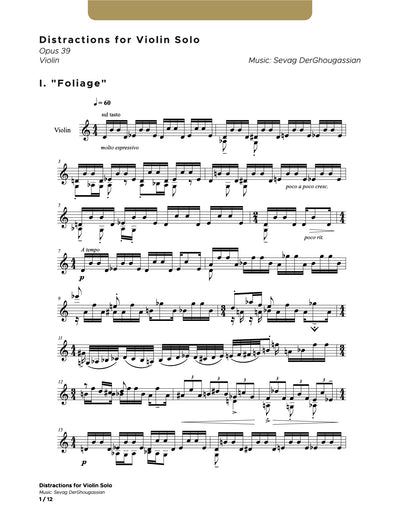 Distractions for Violin Solo