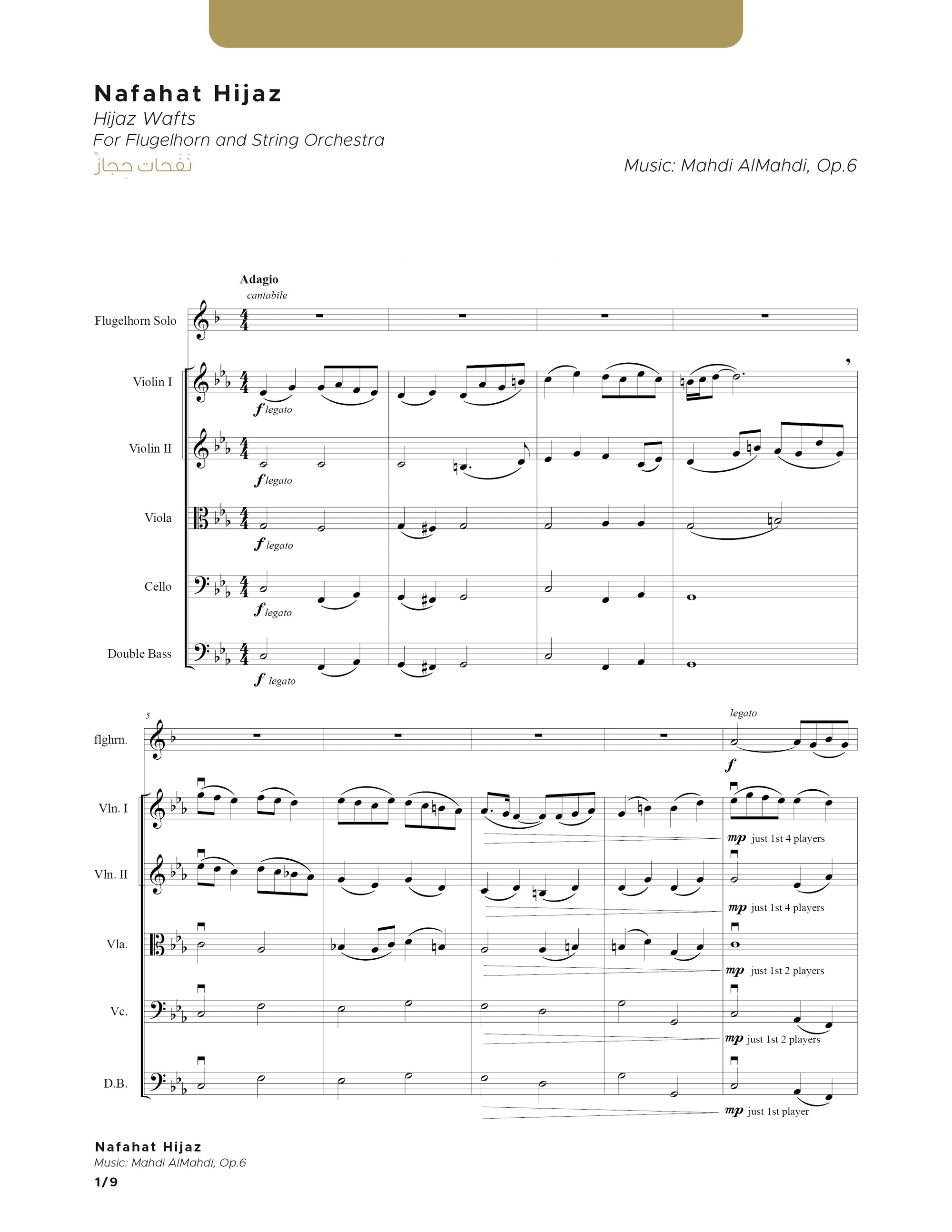 Nafahat Hijaz - For Flugelhorn and String Orchestra in Cm