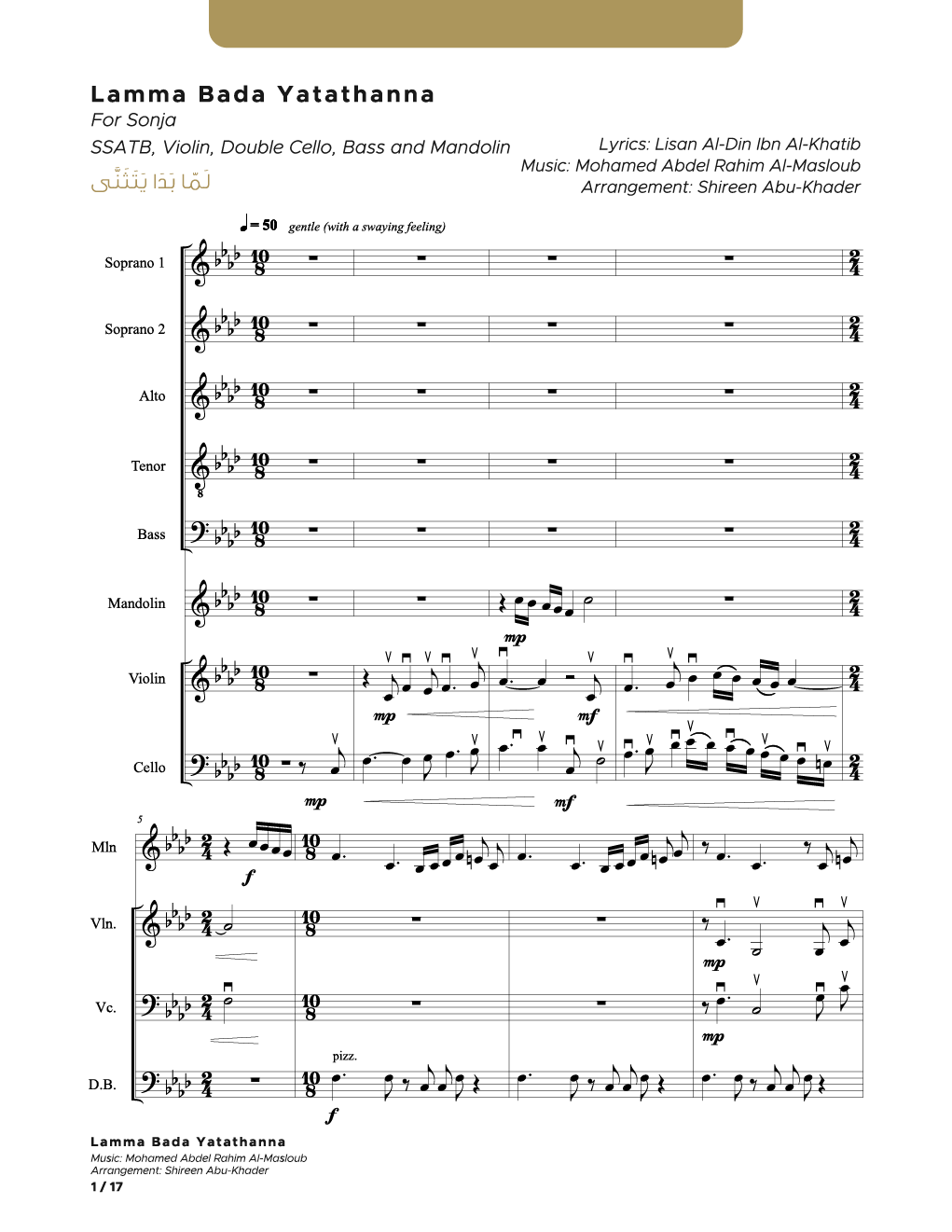 Lamma Bada Yatathanna - SSATB and Instuments