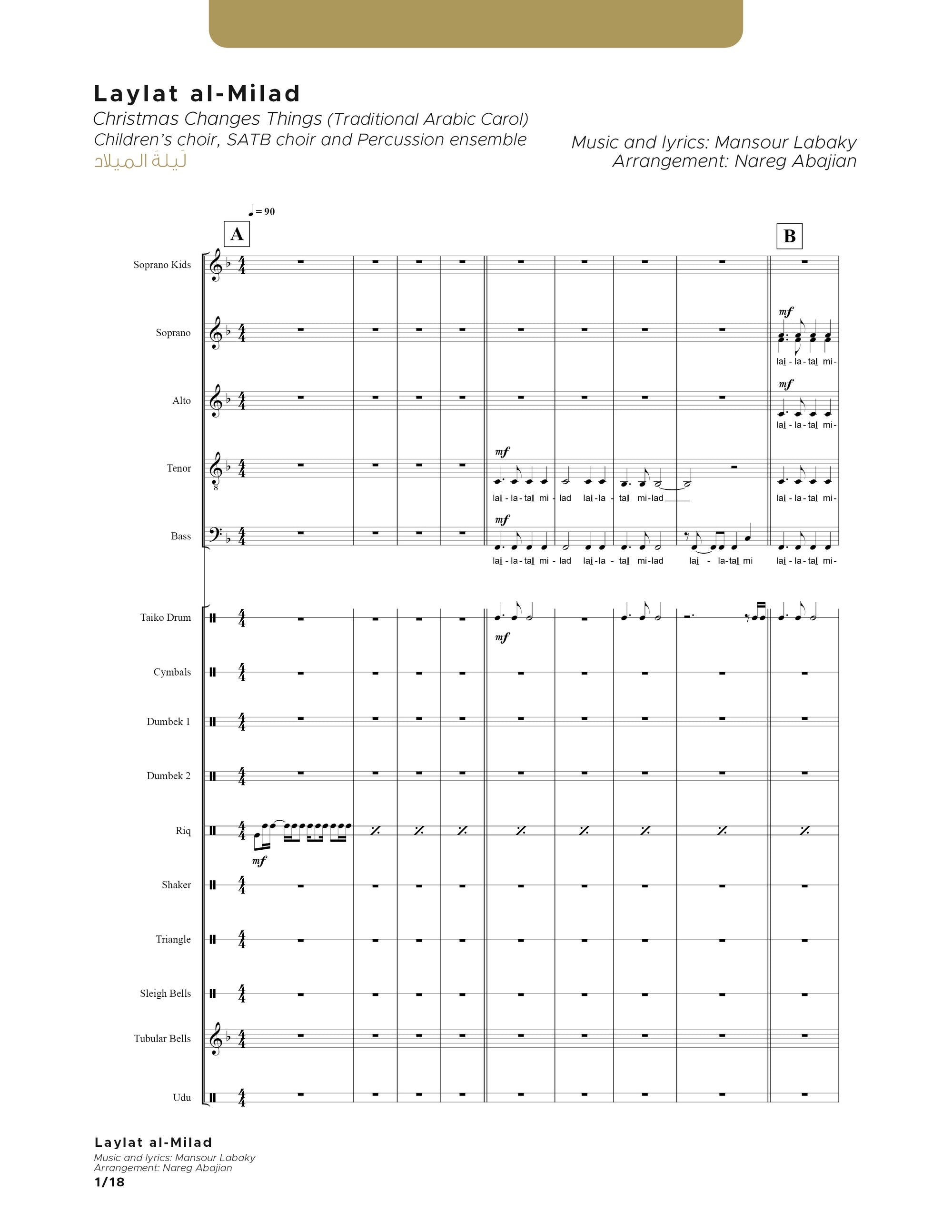Laylat al-Milad - SATB - Percussions Ensemble