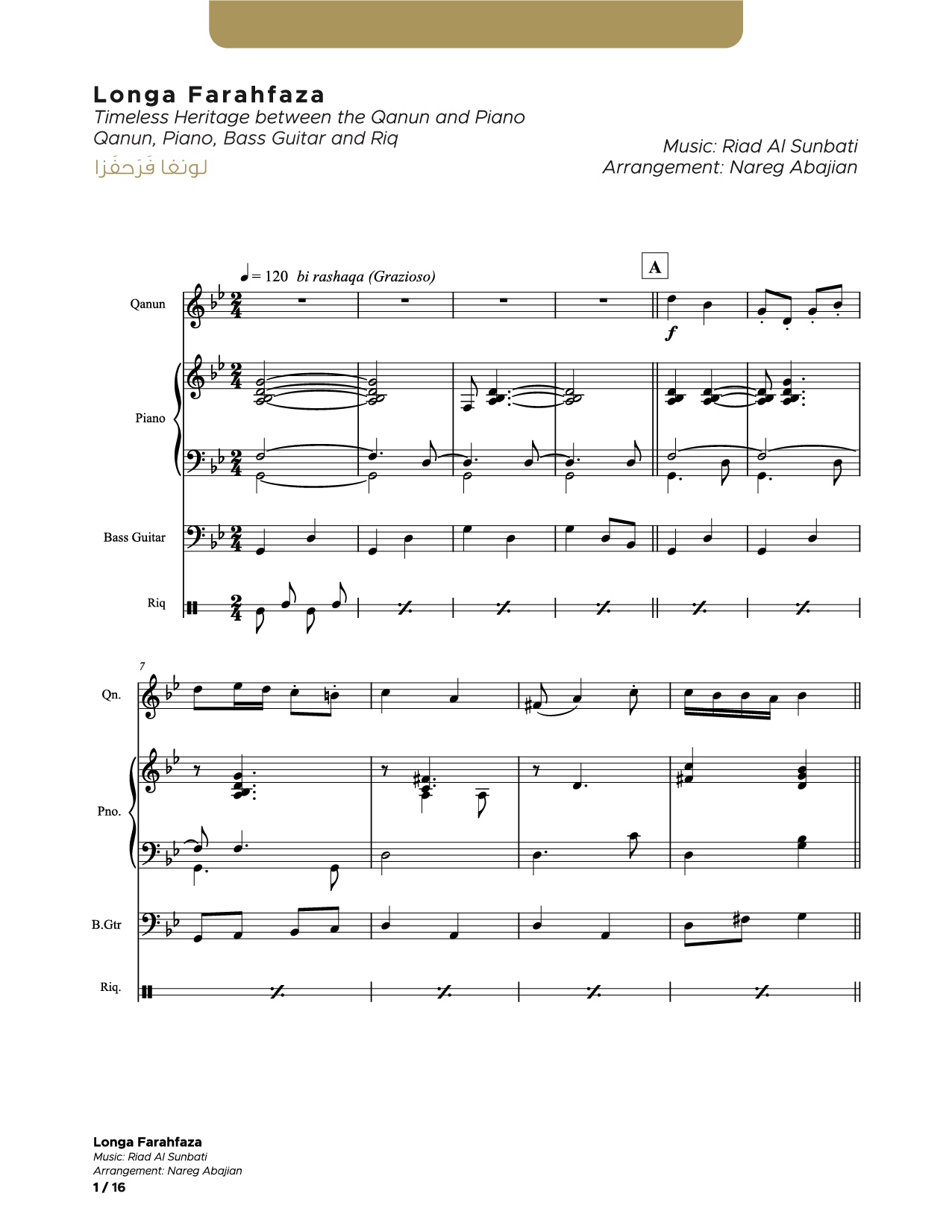 Longa Farahfaza_Qanun_Piano_Bass Guitar_Riq