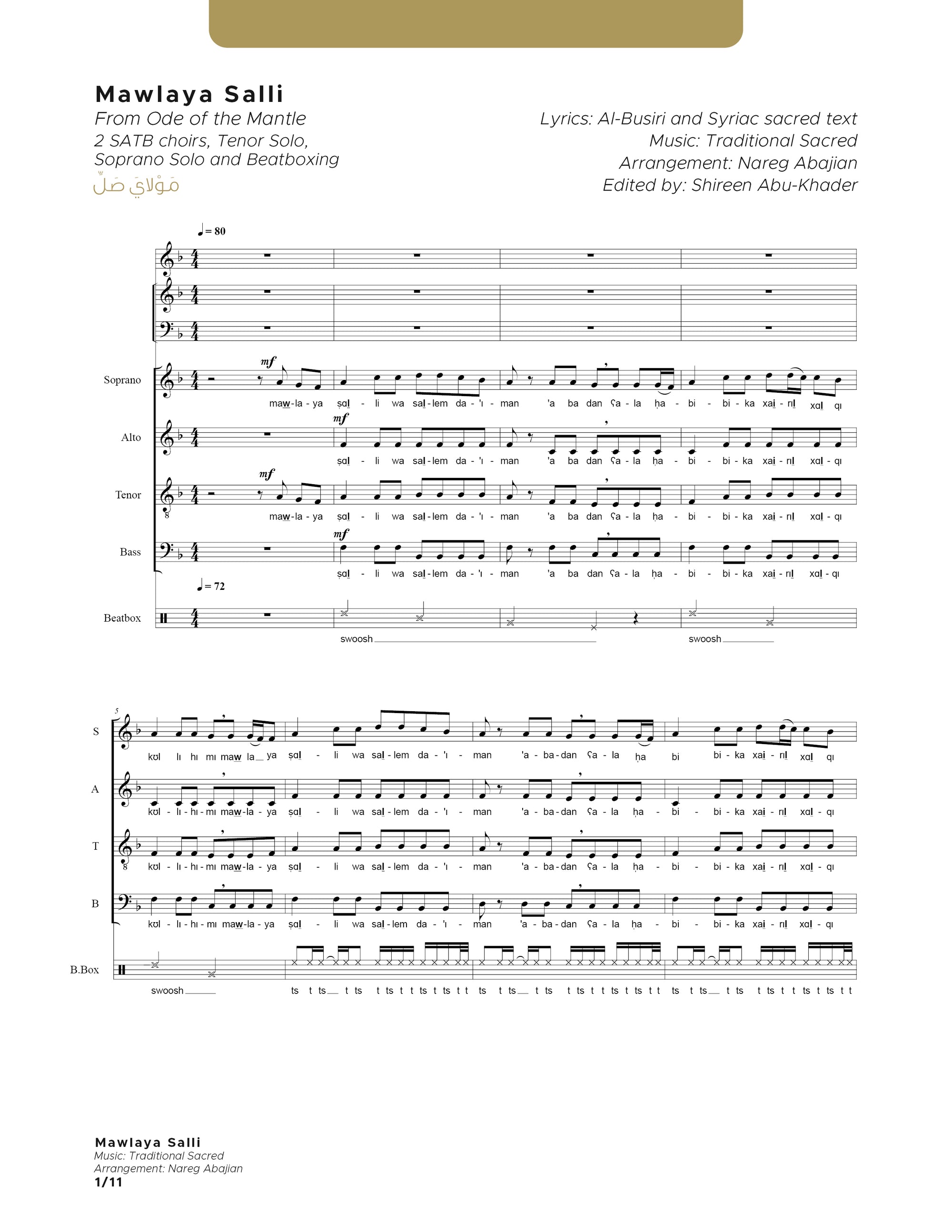 Mawlaya Salli - SATB & SATB