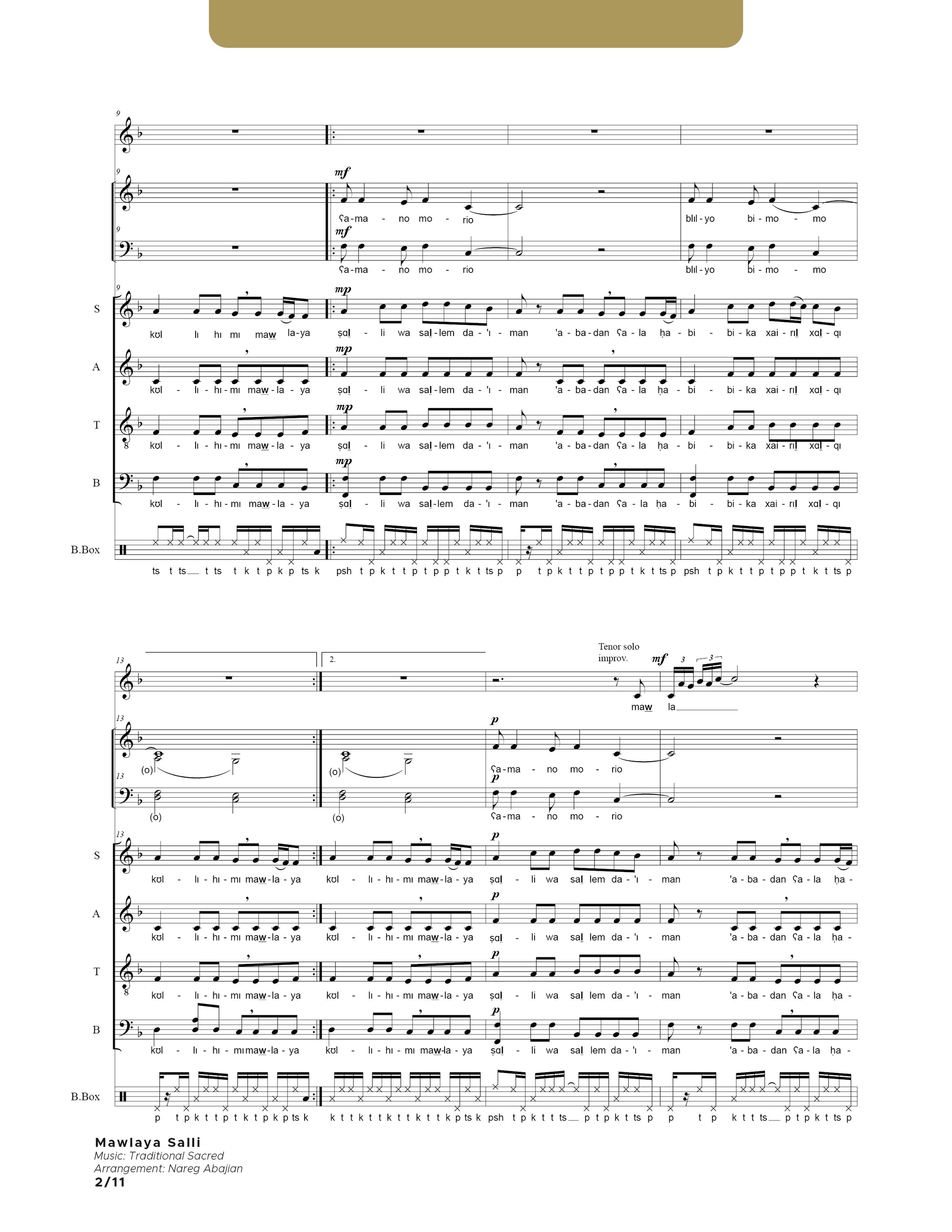 Mawlaya Salli - SATB & SATB