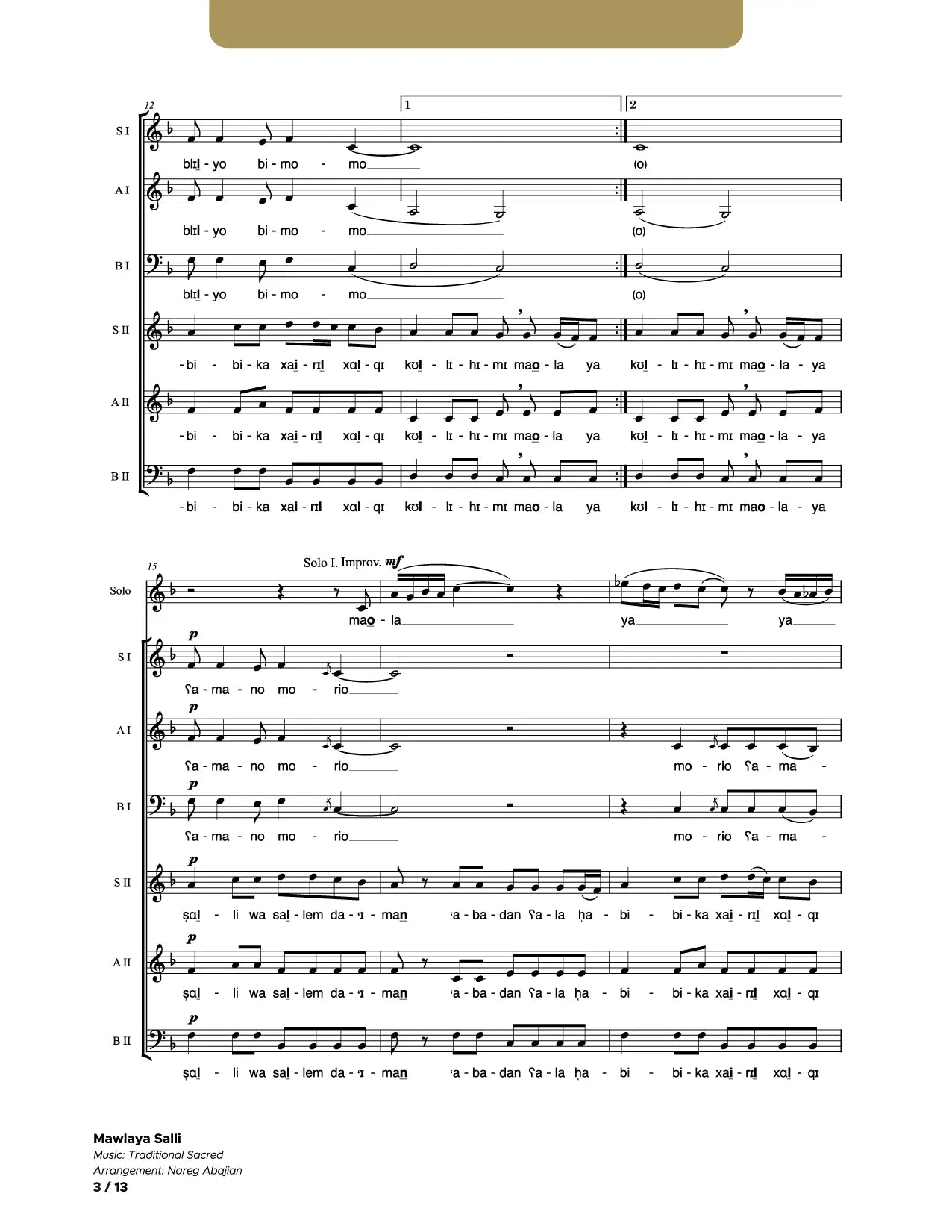 Mawlaya Salli_Two SAB Choirs
