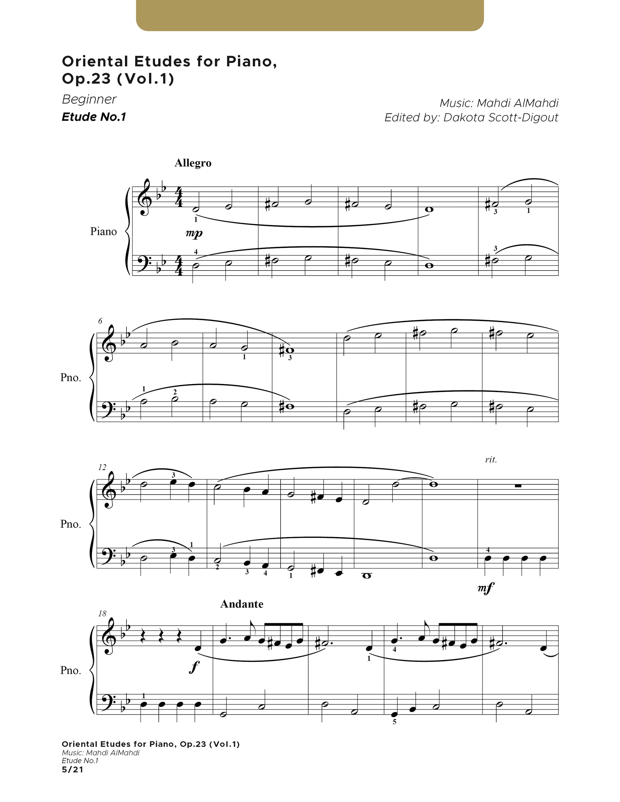 Oriental Etudes for Piano, Op.23 (Vol.1)