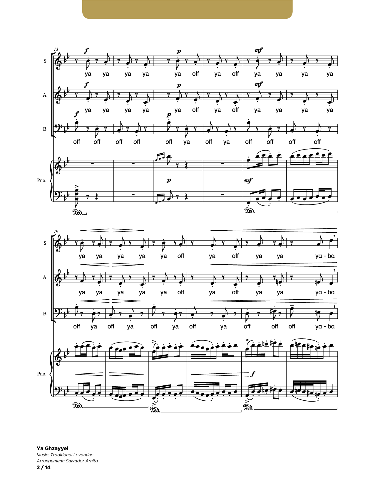 Ya Ghzayyel_SAB and Piano
