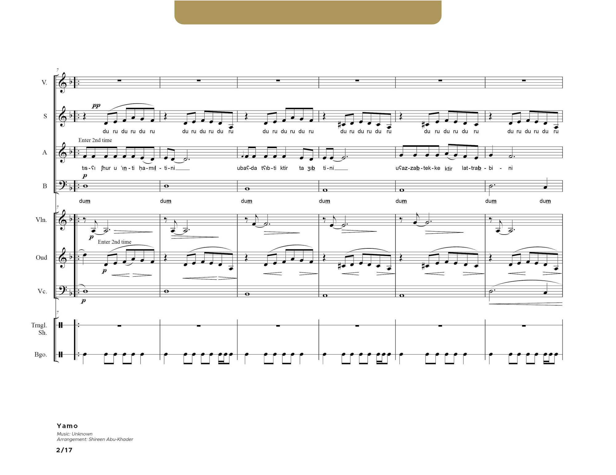 Yamo - SAB with instruments - Full Score