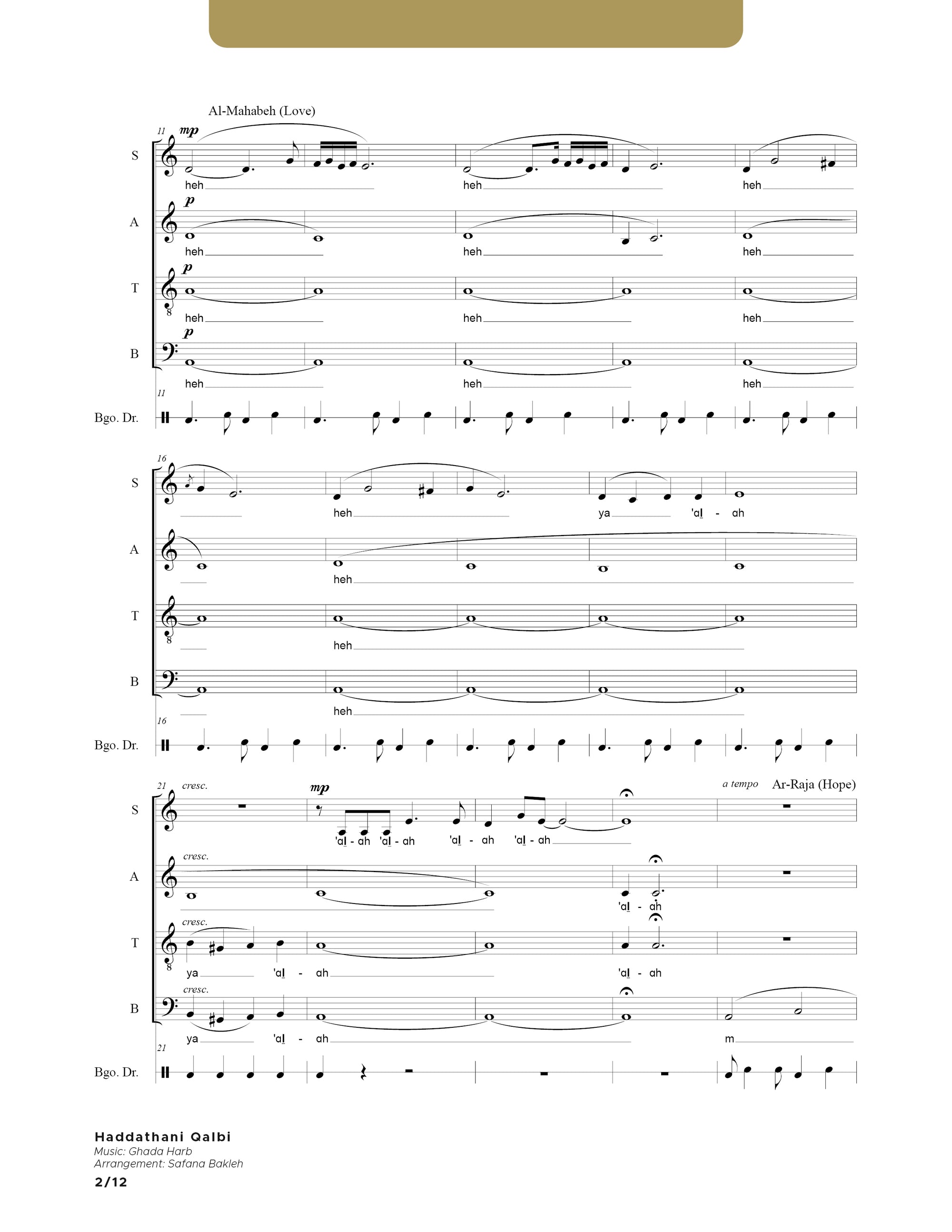 Haddathani Qalbi - SATB