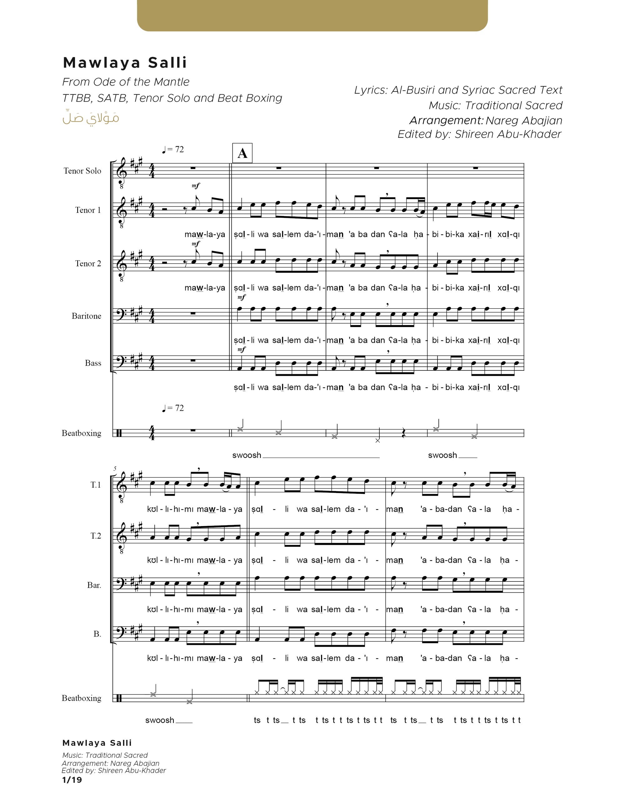 Mawlaya Salli - TTBB & SATB