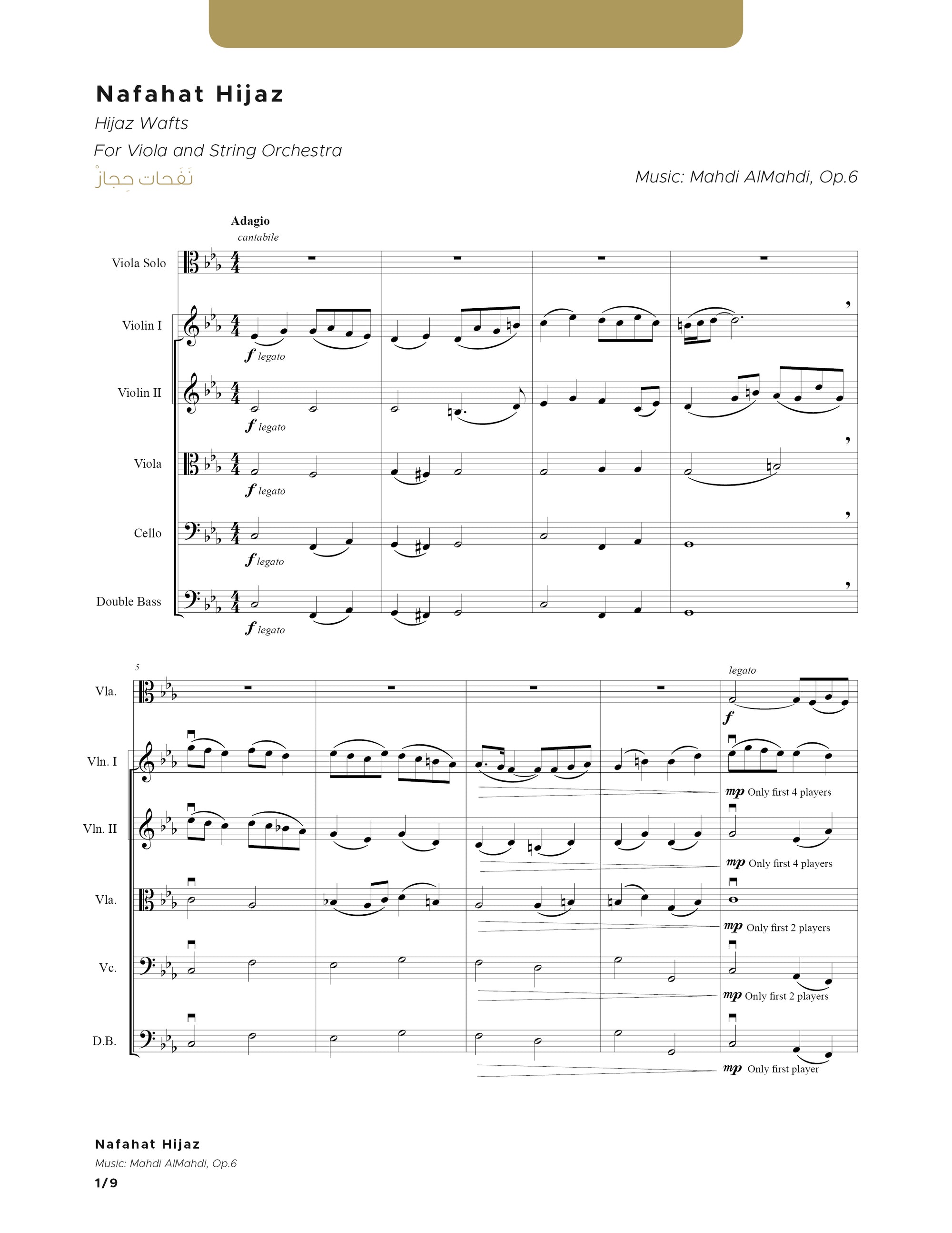 Nafahat Hijaz - For Viola and String Orchestra