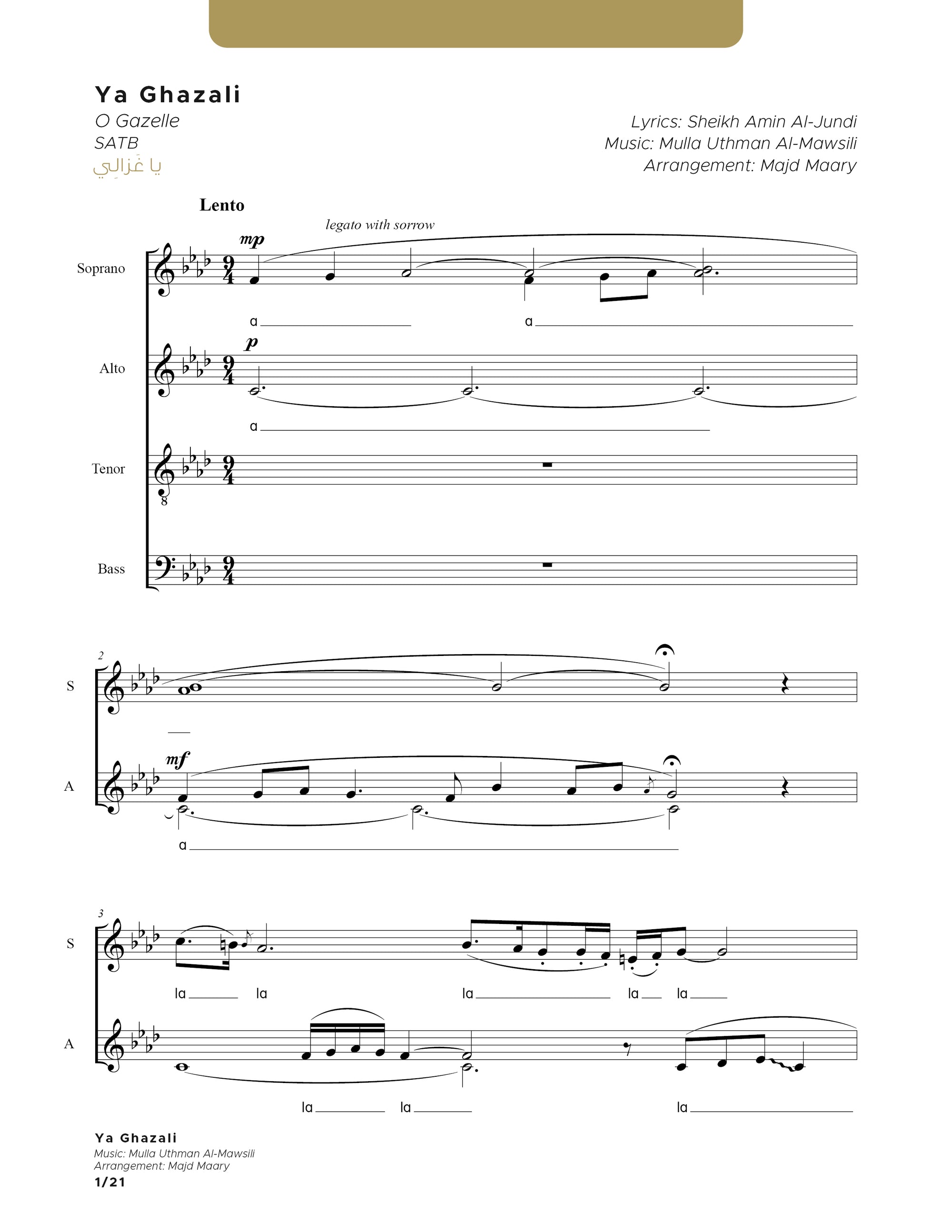 Ya Ghazali - SATB