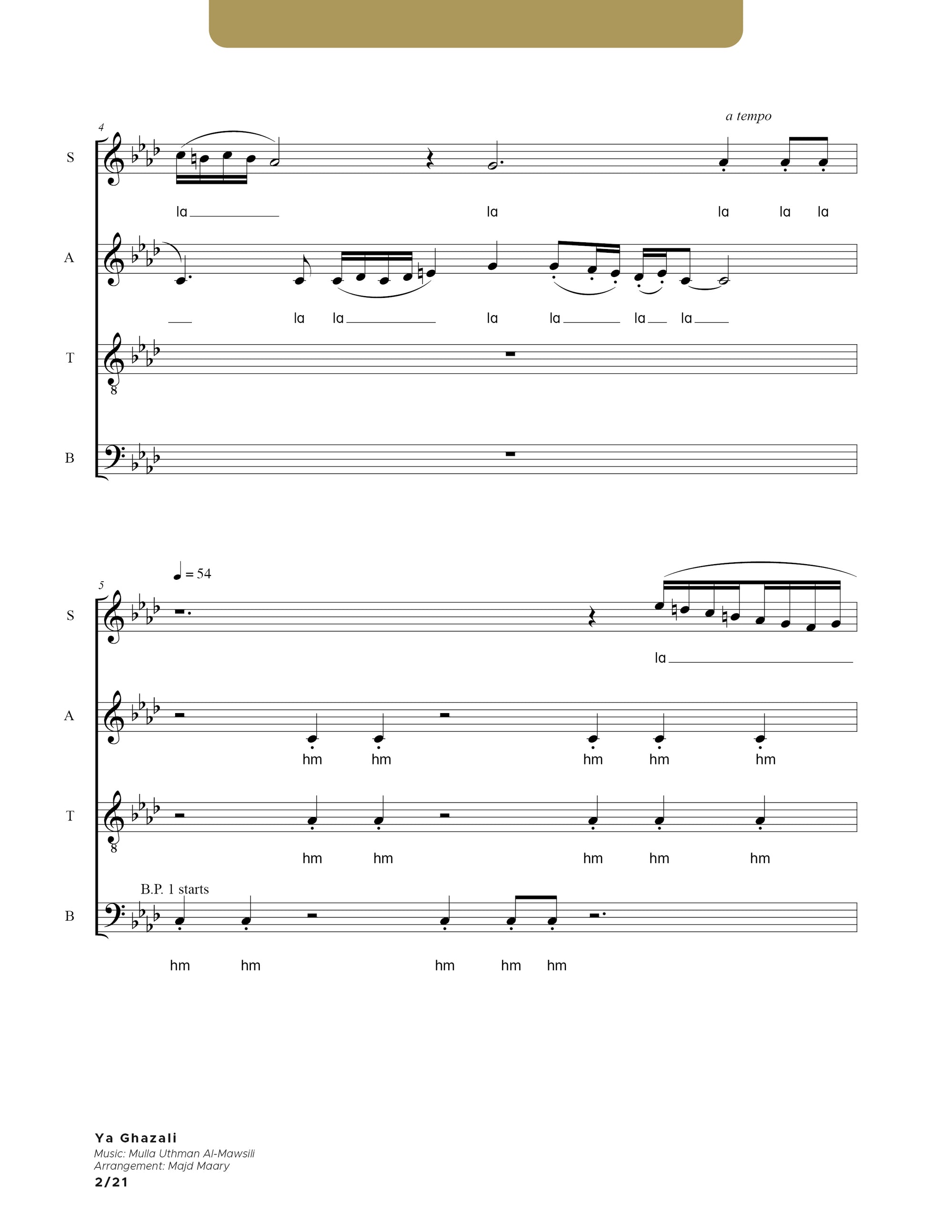 Ya Ghazali - SATB