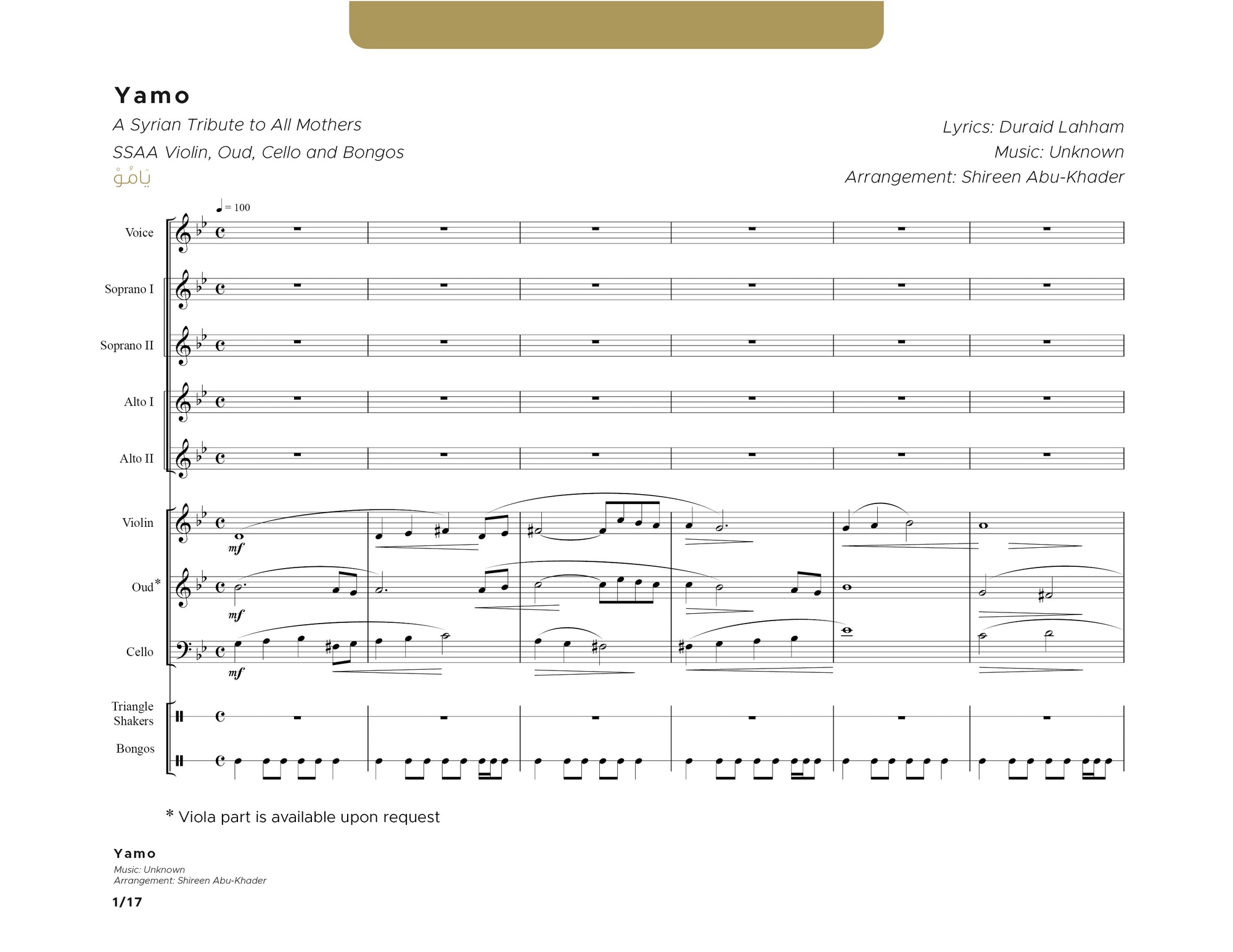 Yamo SSAA - with instruments - full score